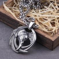 Vintage Norse Raven Necklace Odin Viking Pendant Crow Runes Thor Hammer Mjolnir Talisman for Men Women 50cm