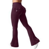 Custom Outdoor Peach Yoga Flare Pants - Stylish, Pocketed, Sport & Workwear for Women L