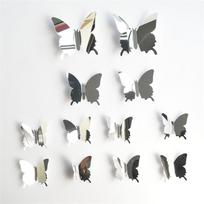 Removable Living Room Decoration PVC Butterflies 3D Mirror Wall Sticker Home Decor Mural Decal sidabras