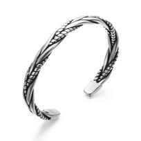 Cuff Handmade Thai Open Bangle 925 Sterling Silver Twisted Bracelet Men