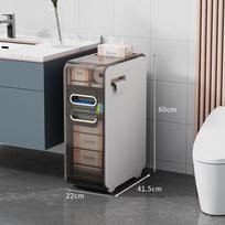 No-Install Bathroom Shelf with Drawer for Narrow Spaces Pearl White