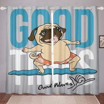 Pug Dogs Room Darkening Curtain High Blackout Drapes for Bedroom Cute Animal Theme Curtain for Kids Bedroom Boys Girls  Blackout Drapes W55 X H120cm X 2&Grommet Top