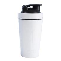 Nerūdijančio plieno baltymų plaktuvas sporto salei, fitnesui, kokteiliams, 500 ml / 750 ml, nešiojamas maišymo butelis su plieniniu rutuliuku ir skale 500ML balta