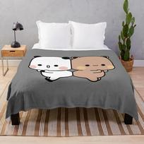DuDu Bear and BuBu Panda Cute Couple Throw Blanket Blankets For Baby heavy to sleep Large Plush Blankets 75x90cm