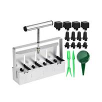 Metal 4 Cell Upgraded Soil Block Maker with Comfortable Handle Handheld Soil Blocking Tool for  Starting Gardening 1 gray