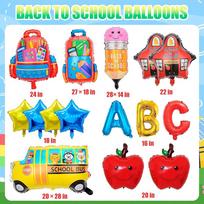 15Pcs Back to School Balloon Garland Kit School Bus Pencil Foil Balloon First Day of School Kindergarten Classroom Party Decor Other