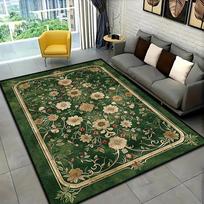 Green Floral Patterned Carpet, for Living Rooms, Bedrooms, Laundry Rooms, Machine Washable, Home Decoration, Room Decor Mat 40x60cm