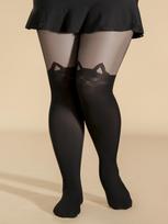 Plus Size Sexy Stockings For 0Xl-1Xl, Women'S Plus Cat Jacquard Colorblock Semi Sheer High Rise Pantyhose Q1-Q2 gray
