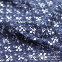 Embroidered Sequin Washed Buffalo Denim Fabric Cotton Non-elastic Suitable for DIY Denim Jackets 100cmx150cm tamsiai mėlyna spalva