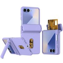 Hard Cover For Samsung Galaxy Z Flip 7 fe 6 5 Flip7 Flip6 Flip5 5G Phone Case with Card Kickstand Hinge Protection Galaxy Z Flip6 violetinė