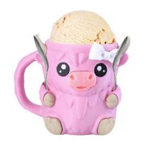Highland Cow Ice Cream Pint Holder with 2 Spoons Penguin Ice Cream Holder Reusable Popsicle Containers Beer Can Holder for Kitchen Cafe Restaurant E