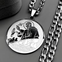 SAINT FRANCIS OF ASSISI PROTECTOR OF ANIMALS Pendant Necklace for Women Men Stainless Steel Christian Medal Chain Jewelry Gift
