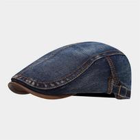 New Patchwork Brown Brim Denim Flat Hat Vintage Old School Men And Women Beret Spring Autumn Casual Vintage Newsboy Cap Cotton Adjustable