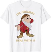 Disney Snow White I'm Grumpy Deal with It Portrait T-Shirt M balta
