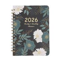 2026 Weekly Monthly Planner 215x155mm 140 Pages Exquisite Floral Cover A5 2026 Agenda Book black