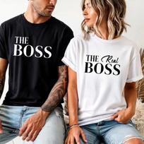 The Boss & Real Boss Couple T-Shirt Funny Relationship Or Siblings Matching Top L