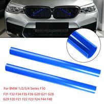 2 vnt. Automobilio priekinių grotelių apdailos juostelės Atraminė grotelių juosta V formos atrama Apvyniojimas BMW F30 F31 F32 F33 F34 F35 Mėlyna Spalva Automobilio Dekoravimo Aksesuarai