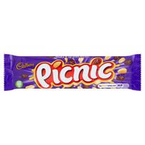 Cadbury Picnic pieninis šokoladas su karamele, žemės riešutais, traškučiais ir vynuogėmis 48,4 g
