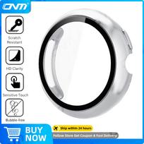 Stiklas+Dėklas Google Pixel Watch 4 41mm 45mm Grūdinto stiklo ekrano apsauga ir kietas PC apsauginis buferinis dangtelis Priedai Pixel Watch 4 41mm sidabras