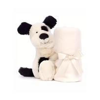 JELLYCAT Shy Series Black Milky White Puppy Pirate Dog Pacifier Towel Cute Doll Plush Towel Unfolded 34cm High