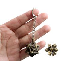 Dragon Dice Pendant Keychain Tiny Metal Dices Jewelry Set Mini Polyhedral Dices Keyring Jewelry for Fashion Enthusiasts 5
