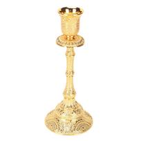 Gold Candlestick Holder Vintage Alloy Exquisite Carving Decor Metal Pillar Candlestick for Dining Table Centerpieces
