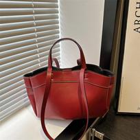 Winter New Retro Chic Tote Bag Women's Large Capacity Commuter Handheld Handbags Basket Shoulder Crossbody Bag CLE 27x8.5x20.5cm raudona