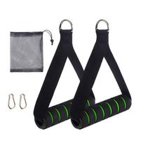 Heavy Duty Fitness Puller Metal Gym Handles Grip  for Yoga Fitness Exercise Power Bands žalia