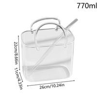 Creative Cute Glass Handbag Cups 770ML Tote Design Straw Drinkware Cute Drinking Glasses For Milk Juice Beverage Tea Flower Vase 770ml gryna