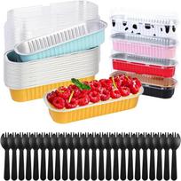 72pcs Loaf Pans With Lids And Spoons 200ML Aluminum Foil Baking Tins For Bread Muffin One Size red
