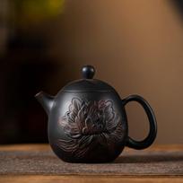 Jianshui Clay Purple Pottery  Carving Teapot Hand Painted Antique Relief Teapot Household Teapot Kungfu Tea Set Kettle
