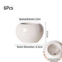 6Pcs White Succulent Flower Pot Round Shape Ceramic Pot New Plant Potted  Indoor Plants S-White-hole