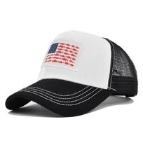 Vintažinė Amerikos vėliavos tinklinė beisbolo kepuraitė vyrams ir moterims, snapback, patogi, reguliuojama, madinga, hiphopo, lauko, apsauganti nuo saulės kepurė 54-60cm black