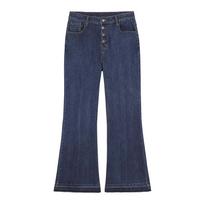 Plus Size Women's High-Waisted Flare Jeans - Spring Style 5XL (200-220 jin) džinsinio mėlyna spalva