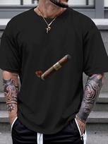 Vintage Cigar Smoke Graphic T-shirt - Heavyweight 180gsm Cotton Crew Neck Tee XXXXL black