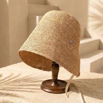 USPOP Raffia Cloche Sun Hat for Women Summer Wide Brim Beach Hat Open Back Tie Straw Hat 56-58cm natūrali