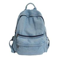 Fashi Casual Denim Women Backpack Large Capacity Jean Shoulder Bag Teenage Girls School Shoulder Bag Female Daily Rucksack Sac mėlyna