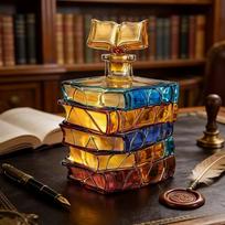 Creative Book-Shaped Glass Decanter High Borosilicate Glass Liquor Bottle Novelty Barware Decorative Display for Study Room Bar Accessories One Size brown