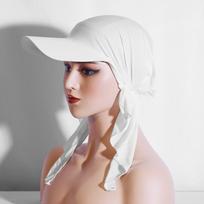 Soft Turban Shawl Design Women Bandana Brim Cap Breathable with Pre-Tied Summer Baseball Caps Solid Color Low Profile Fitted Hat balta