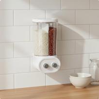 Wall Mounted Grain Dispenser Clear Design MultiCompartment Food Container Easy to Refill Push Button