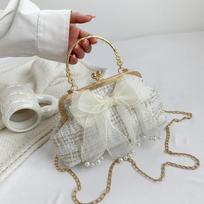 Vintage Women Tote Handbags Bow Chain Crossbody Shoulder Bag Small Female Clip Bags Fashi Kiss Lock Purse Bag for Women balta