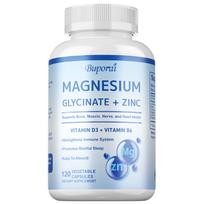 Buporai Glycine Zinc Magnesium Complex Capsules, containing glycine, magnesium, zinc, vitamin D3, and B6, for daily mineral supplementation. 120*1