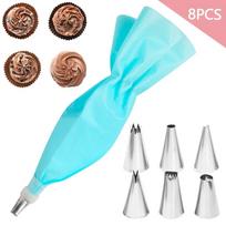 Reusable Pastry Bag + Stainless Nozzle, Kitchen DIY Cake Icing Piping Cream Decorate Tool, Silicone Pastry Bag Tips