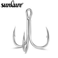 15pcs Bright Tin Barbed Lure Hooks Blood Slot Three Anchor Hooks Saltwater Freshwater Reinforced Three Fish Hooks for Angling (as the picture,4serial number)