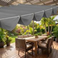 Waterproof Wave Retractable Sun Shade Canopy Heavy Duty Garden Sunshade Net  Pergola Frame 55.12x118.11in tamsiai pilka spalva