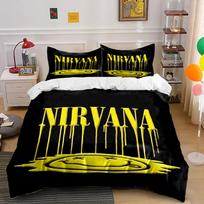 Nirvana Yellow Logo Black Bedding Set Bedding set (1 duvet cover, 2 pillowcases, duvet not included) 135x200cm