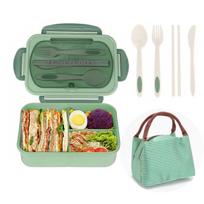 304 nerūdijančio plieno termosas pietų dėžutė, tinkama naudoti mikrobangų krosnelėje, nešiojama bento dėžutė suaugusiems ir studentams Pp style three compartments chaki