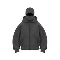Unisex Balaklava Šiltas Laisvas Džemperis su Gobtuvu Užsegamas Kasdienis Švarkas su Veido Kauke Rudeniui Žiemai Lauko Sportui Gatvės Drabužiai S tamsiai pilka spalva