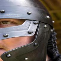 Medieval Viking Helmet with Visor Blackened Steel Norman Helmet LARP Reenactment Armor Handmade Warrior Helmet for Cosplay Collectors