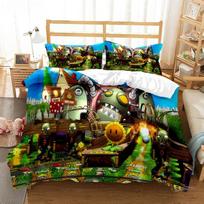 Plants Vs Bedding Sets Zombie US Europe UK Size Quilt Cartoon Bed Cover Duvet Cover Pillow Case 2-3 Pieces Sets Adult Children EU single(135x200cm)